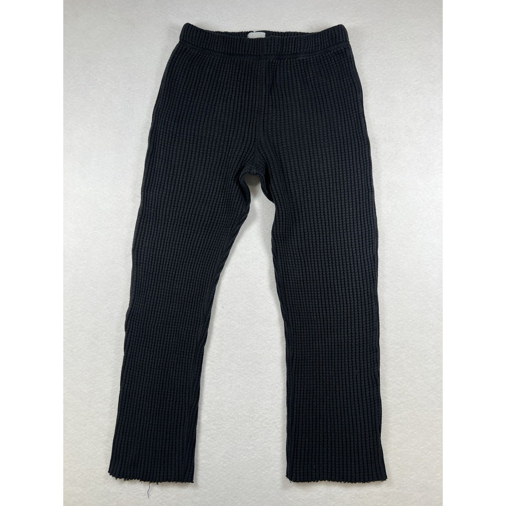Mate The Label Pants Org Cotton Black Waffle Knit Cropped Size S